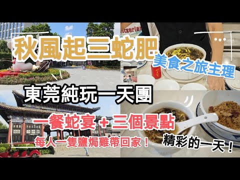 美食之旅主辨，東莞一天團，有蛇宴仲有三个精彩景點！抵玩之旅！團號：B18023，團費：$99。