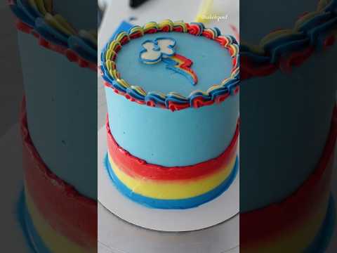 Rainbow Dash Buttercream Cake 💙🌈 #cakedecorating