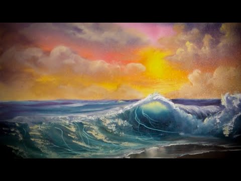Sunset Ocean Wave Oil Painting | Paintings By Justin