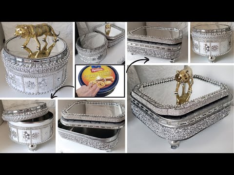 Easy DIY Glam Boxes Made From Cookie Tin Containers That Look Expensive! | Dollar Tree DIY