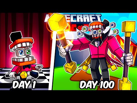 I Survived 100 Days as CAINE in Hardcore Minecraft!