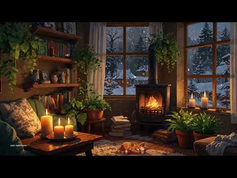 Cozy Winter Lofi – Fireplace, Snowfall & Chill Study Beats ❄️🔥
