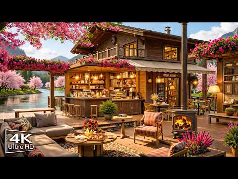 Cozy Spring Coffee Shop Ambience 🌸 Fresh Morning with Relaxing Jazz Background Music for Studying