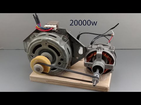 I turn Washing Machine Motor into 220v Free Electric Generator Use Fan Motor