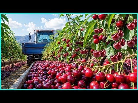 How American Farmers Harvest Millions of Tons of Cherries🍒 | Cherry Jam Processing in the Factory