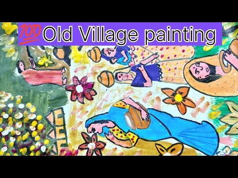 live Old Village scenery painting for beginners/Easy step Village scenery painting for acrylic/art/