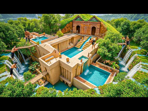 Building an Underground Water Palace with Multi-Level Pool Hidden in the Jungle Using Primitive Tool