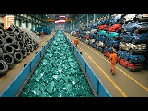 How Scrap Tires and Windshields Are Recycled Into New Materials — Inside Massive Recycling Line