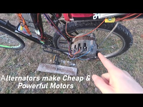 DIY Ebike using a Car Alternator as a Motor Easy - No Hall Effect Sensors