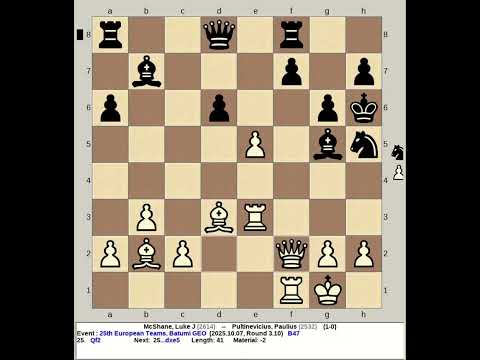 McShane, Luke vs Pultinevicius, Paulius | 25th European Teams Chess 2025, Batumi Georgia