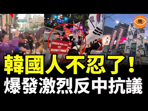韓國人不忍了！爆發强激烈反中抗議，中國小粉紅擾亂游行，恐被遣返……