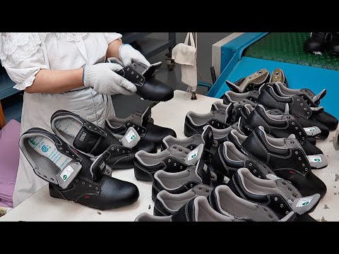 The process of mass production of safety shoes, an amazing shoe factory in China