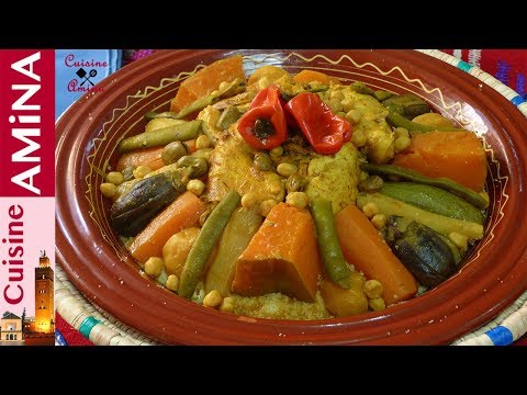 كسكس مغربي  بالخضر و الدجاج ولا أروع بخطوات جد مبسطة و ناجح  %100