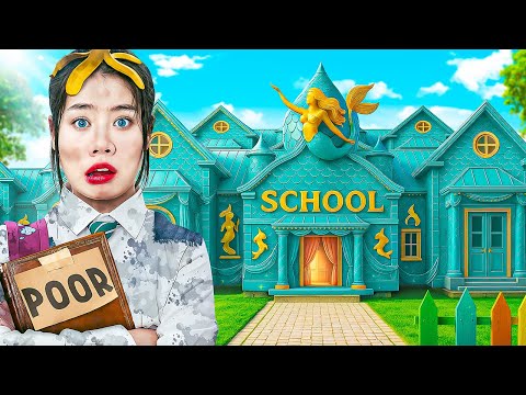 Premier Jour D'une Pauvre Fille À L'école Des Riches Sirènes ! | Baby Doll Français