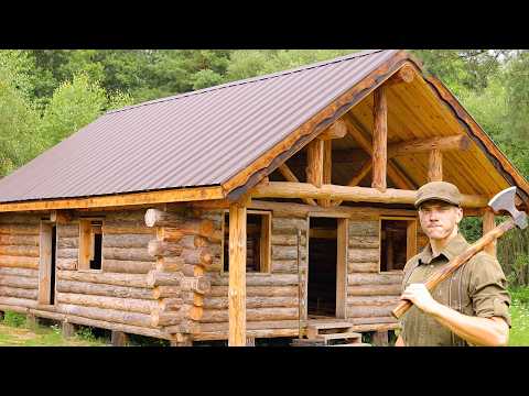5 Months Building the ROOF of My Log Cabin Alone, Start to Finish