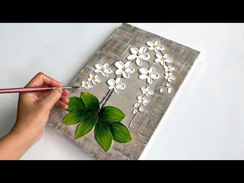 Paint Modern Orchid Flowers with a Palette Knife Using Texture Paste |  Vanoushe Art Tutorial