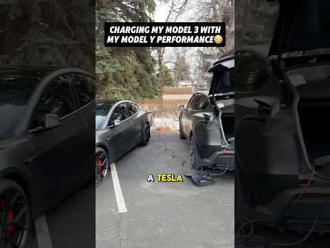 Charging My Model 3 With my Model Y Performance 😳😈