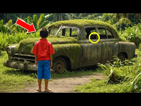 Natagpuan ng batang ulila ang silungan sa isang inilibing na kotse — napaiyak siya pagpasok…