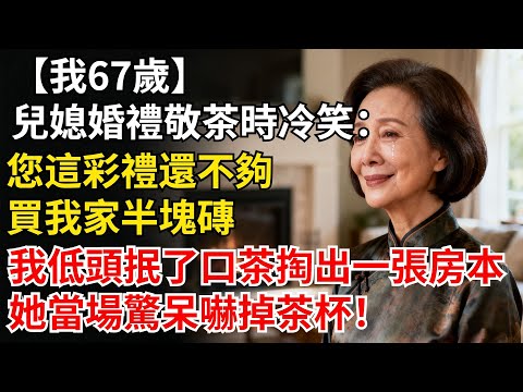 我67歲，兒媳婚禮敬茶時冷笑：“您這彩禮夠買我們家半塊磚？”我低頭抿了口茶，掏出一張房本，她當場手抖打翻茶杯！#晚年生活#人生智慧#家庭關係#親子教育#情感故事