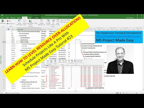 Learn how to level resource over-overallocations in MS Project, MS Project Made Easy Tutorial #23