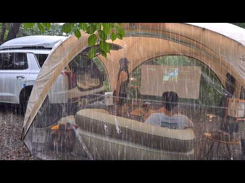 Relaxing in a tent in the rain day☔️The comforting sound of rain