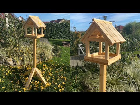 Vogelfutterhaus mit Ständer selber bauen......#diy #holz #handmade