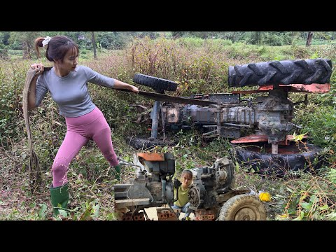 Girl RESURRECTS 1995 tractor buried in swamp – surprise after 3 days @Lý-vy-vy