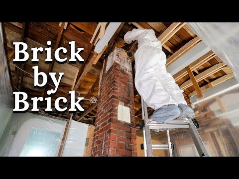 Removing an old chimney, brick by brick  // 1930's Farmhouse Renovation Ep 51
