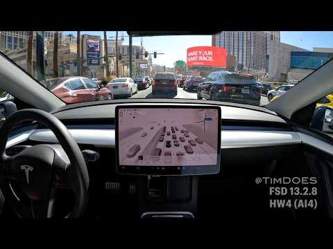 FSD 13.2.8 - First Impressions on Las Vegas Strip - Zero Interventions!