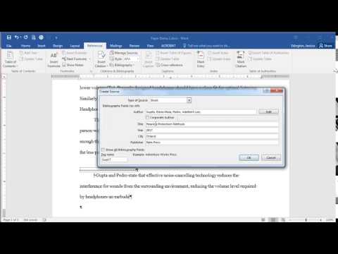 Microsoft Word 2016 - Creating References and Citing Sources