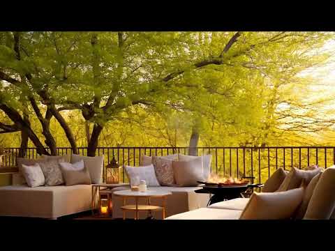 Luxury Spring Balcony Ambience | Crackling Grill, Soft Breeze & Outdoor Relaxation