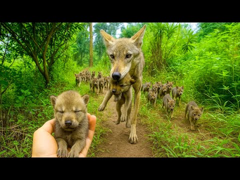 Never thought I’d be friends with a wolf—and it even brought its pups to me. 🐺❤️🐾