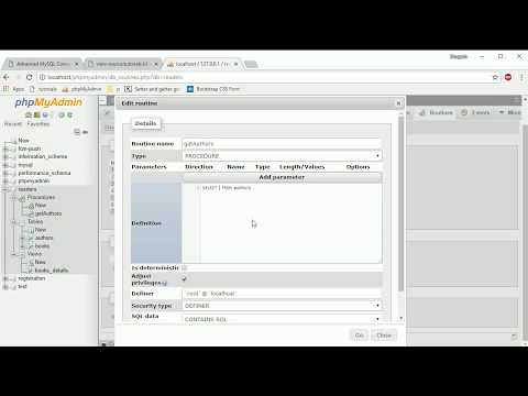 Create stored procedure in phpMyAdmin