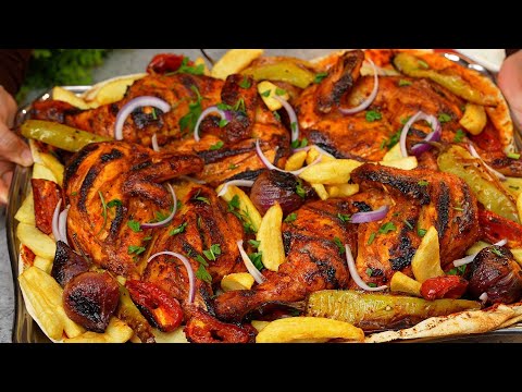 دجاج مشوي كأنه على الفحم بتتبيلة خطيرة ومع كل الاضافات 🔥🔥 grilled chicken 