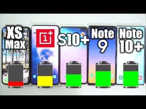 Galaxy Note 10 Plus VS S10 Plus VS Note 9 VS iPhone XS Max VS OnePlus 7 Pro βBattery Life Drain Test
