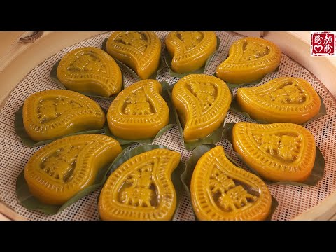 超级好吃的豆沙馅南瓜糯米糕，软糯香甜，满满的豆沙馅，真的是简单又美味！Pumpkin Glutinous rice cakes stuffed with bean paste。