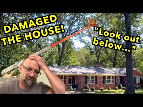 Boom Lift Tree Work, Directly Over A House.
