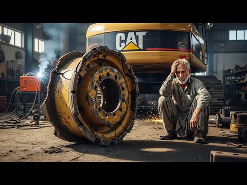 Amazing Process of Repairing a Broken & Bent Harvest Machine Wheel Rim | Heavy Repair Workshop