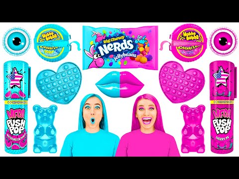 Makanan Merah Jambu lwn Cabaran Warna Makanan Biru PaRaRa Challenge