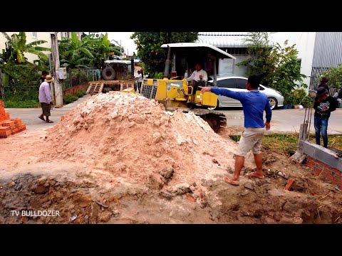 100% New Project Complete LANDFILL DELETE FOUNDATION By Best Driver D20P DOZER Pushing SAND & Trucks