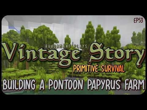 Building a Pontoon Papyrus Farm in Vintage Story Primitive Survival - Surviving Wilderness // EP53