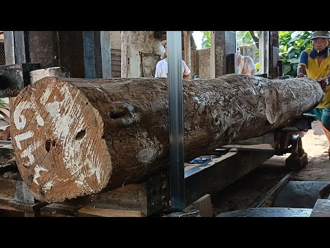 A very amazing casual style in wood processing at the sawmill 
