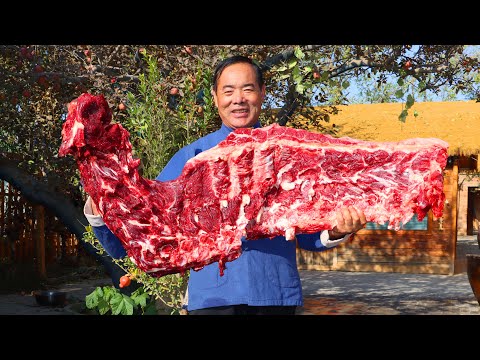 Best Autumn Recipe! GIANT Beef Ribs All Stewed and Topped with Chili Sauce! | Uncle Rural Gourmet
