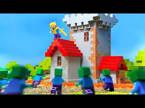 1000 Zombies vs Ultimate Defense Towers! LEGO Minecraft Stop Motion Battle