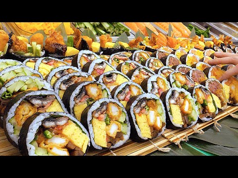 How to make Sushi roll Futomaki Kimbap Gimbap - Korean street food / 성수 김밥 맛집 초이다이닝 후토마끼