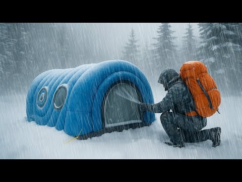 CAMPING IN HEAVY RAIN WITH THE CRAZIEST THUNDER // struggling to build a shelter in heavy rain