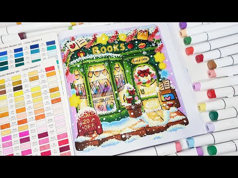 Color With Me (ASMR) | Cozy Christmas by Coco Wyo Coloring Book | Using Ohuhu Markers