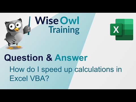 Wise Owl Answers - How do I speed up calculations in Excel VBA?