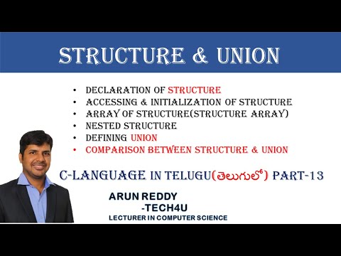 C LANGUAGE IN TELUGU PART 13 -  STRUCTURE AND UNION