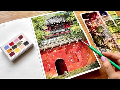 Spirited Away Scene Gouache Painting / Mellow Days Palette Unboxing 🎨